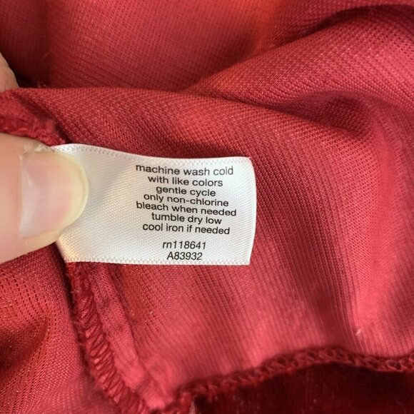 Lane Bryant Womens Short Sleeve Blouse 24 Red Velour Top Party Shimmer Holiday - Picture 10 of 16